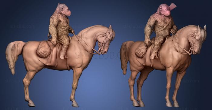 3D модель Цезарь на коне ( Планета обезьян) (STL)